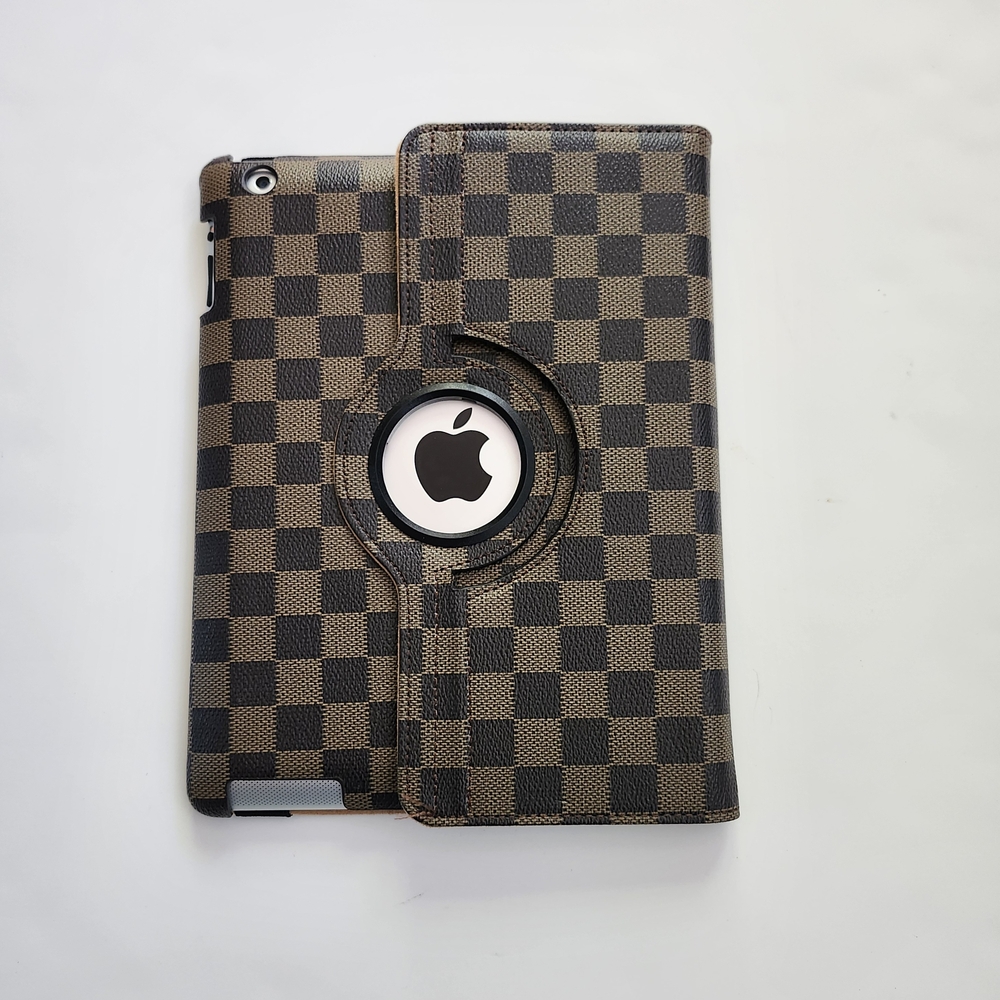 Apple iPad Checkered Dark Brown and Tan Protective Case
